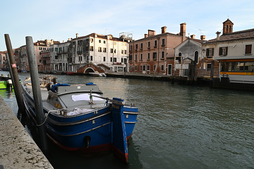 Boat moored at the quay of the Cannaregio canal