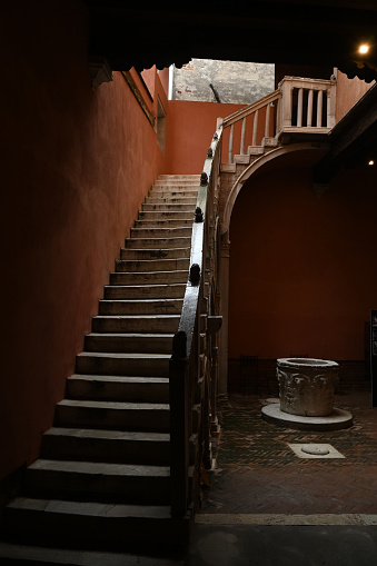 Staircase in a courtyard of an old building in Venice