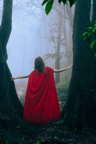 Red riding hood  in the forest. Gothic theme. Halloween
