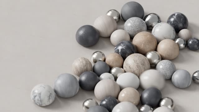 3D Animation Of Stone Textured Spheres Connecting Between Each Other and Moving.