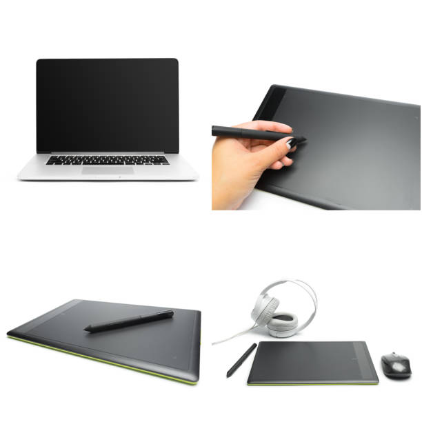 Laptop and tablet on table, on the monitor