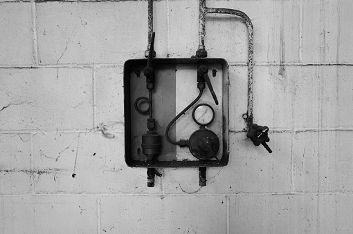 old gas and oxygen mixer in an old metalworking shop