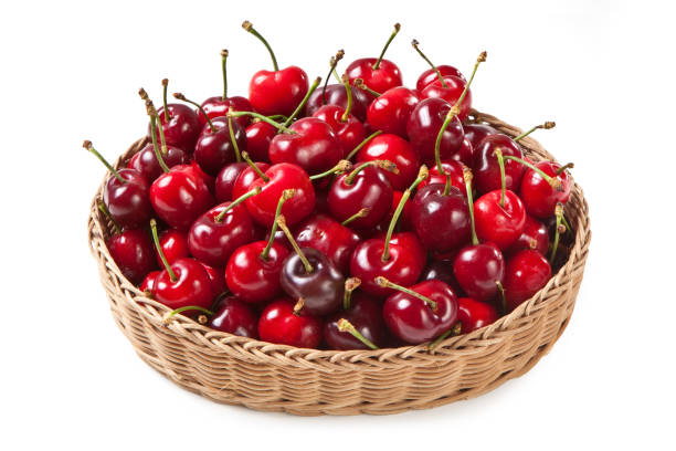 istock Sweet Cherries basket, Isolated on White Background 2137517973