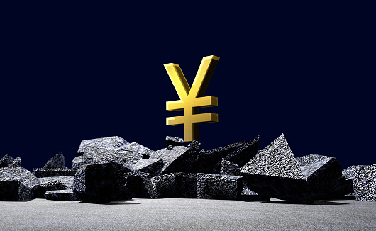 3D of currency exchange and yen symbol
