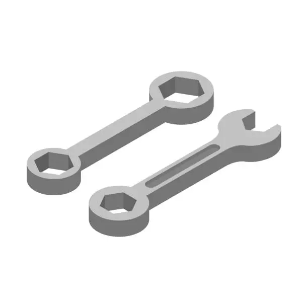Vector illustration of Steel spanners tools on white background