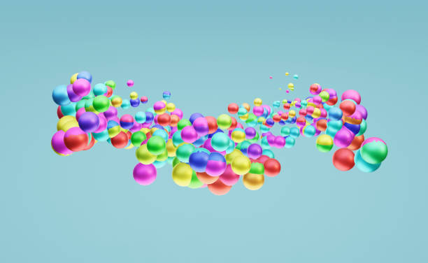 istock Colorful particles of various sizes are flying out 2137537152