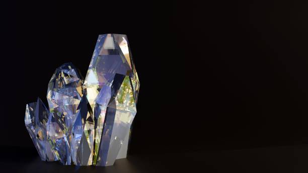 istock 3d rendering of Quartz crystal on the black background 2137607912