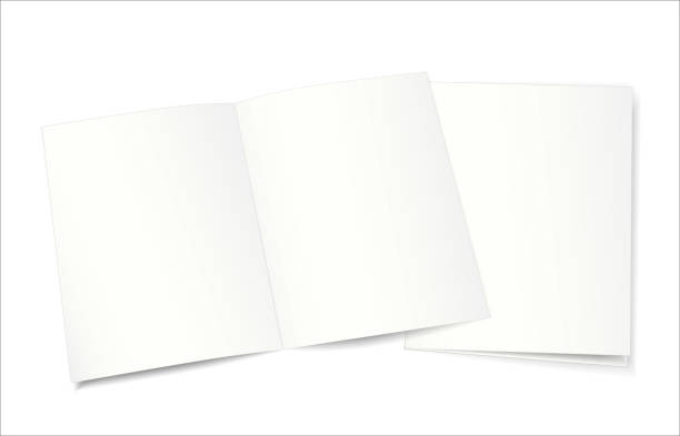 istock Mockup of four page booklet, postcard, notebook isolated on white background. 2137620696