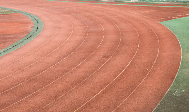 Red runway in the Wuhan University Stadium.