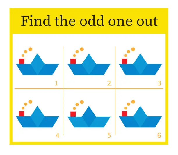 Vector illustration of Puzzle game for children. Cartoon paper boat.