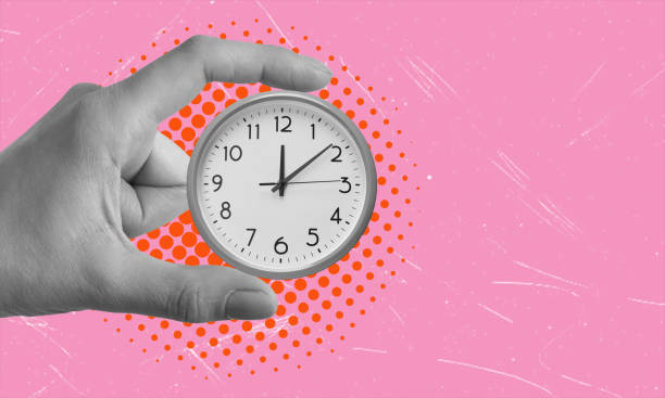istock Art collage, modern art collage, hand holding a watch. 2137689976