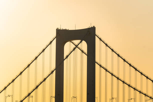Rainbow Bridge going over Tokyo Bay in Tokyo, Japan