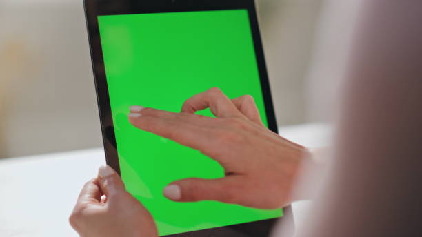 istock Hands working mockup touchscreen at office close up. Unknown woman swiping pad 2137763854