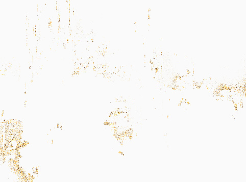 Golden glitter isolated on white background. Golden color particles. Golden confetti. Festive background design element