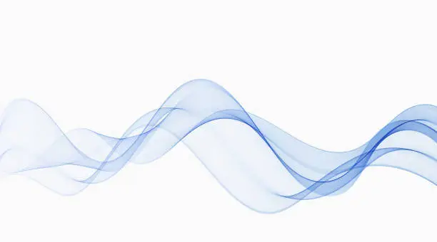 Vector illustration of Abstract wave, transparent flow of wavy blue lines.