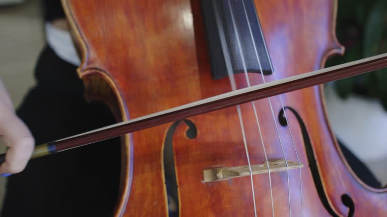 Woman playing cello on the stairs outdoors on the street