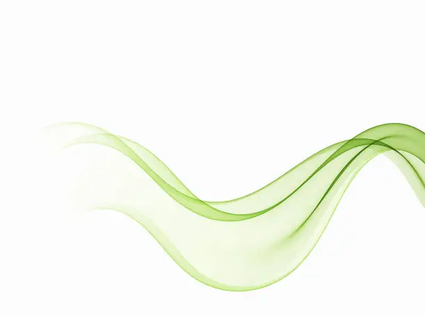 Vector illustration of Bright green wavy lines, waves abstract background.