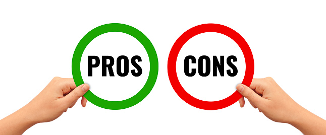 Pros vs Cons signs isolated on white background