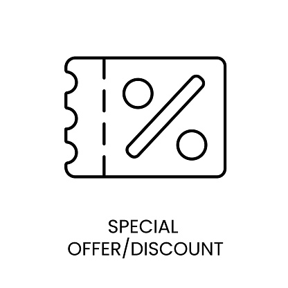 Vector line icon Special offer or discount with editable stroke, for packaging.