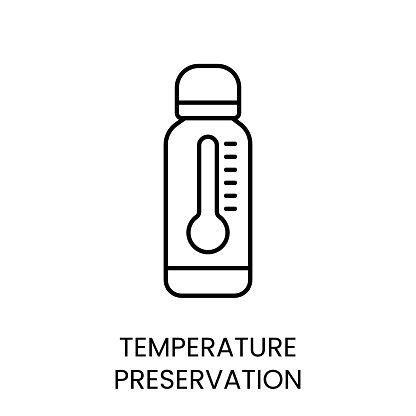 Temperature preservation vector line icon with editable stroke, for packaging.