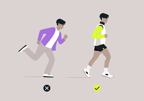 Perfect Running Form Animation Perfecting The Run Correct Jogging Technique Demonstration A Sidebyside ...