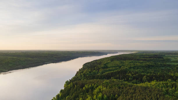 istock Aerial view of the Volga River 2138003556