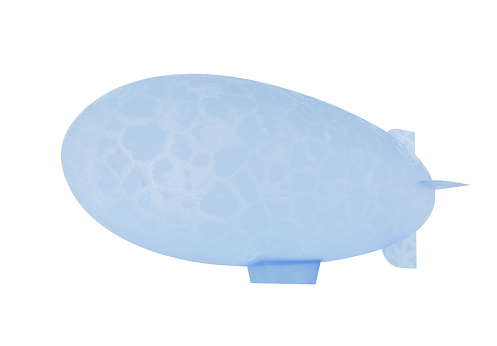 ice concept airship blimp zeppelin or dirigible balloon isolated on white background. airship, blimp , zeppelin, dirigible balloon 3d element isolated.