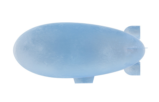 ice concept side airship blimp zeppelin or dirigible balloon isolated on white background. airship, blimp , zeppelin, dirigible balloon 3d element isolated.