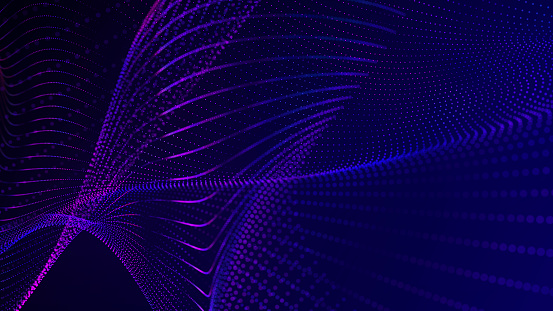 Digital technology background. Dynamic wave of glowing points. Futuristic background for presentation design. 3d.