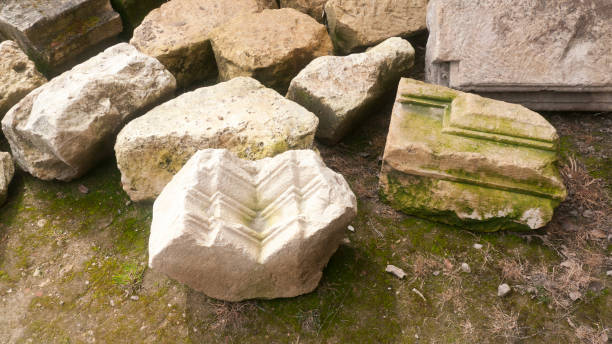 istock Column fragments in medieval monastery ruins in Burgos, Spain 2138074784