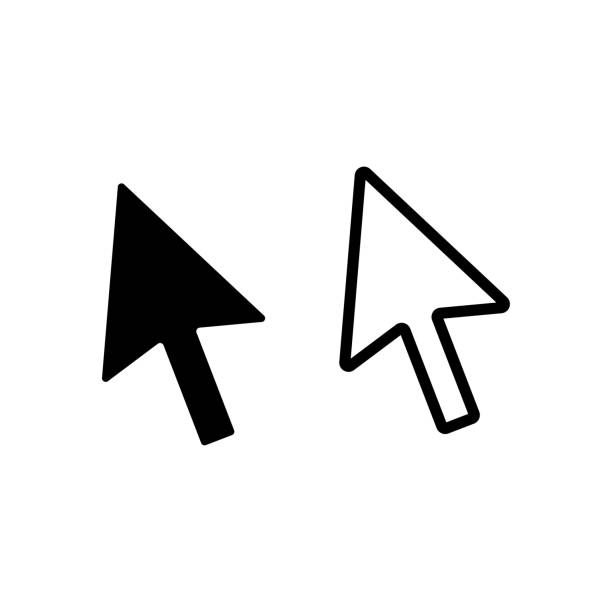 ilustrații de stoc cu mouse-ul computerului face clic pe cursor. pictograma plată săgeată cursor pentru aplicații și site-uri web - cursor