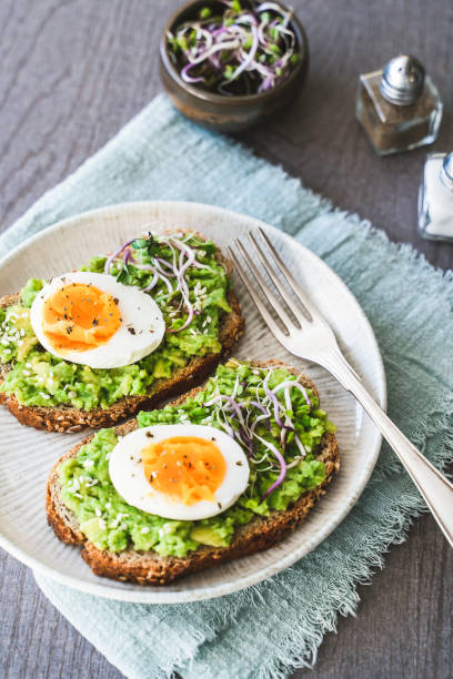 istock Healthy homemade rustic breakfast Toast With Avocado and Boiled Egg. 2138124578