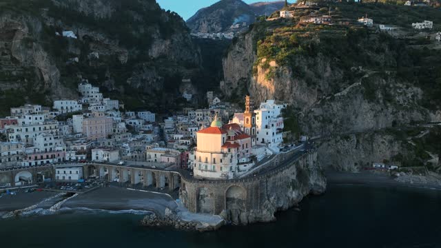 Atrani, a seaside village overlooking the sea on the Amalfi Coast.