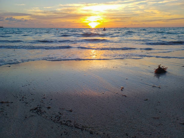 View the Caribbean Sea during the sunrise