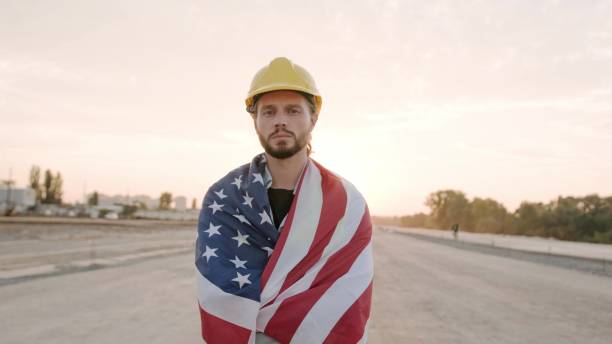 istock Portrait of American male, builder on site 2138220727