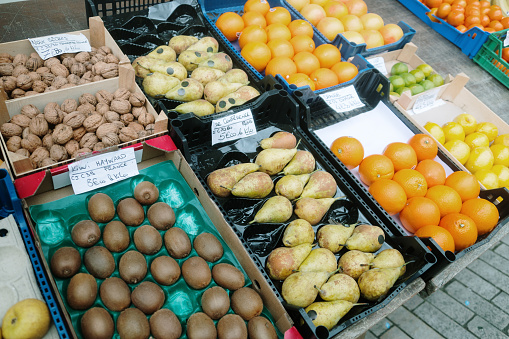 Different fruits for sale in a market