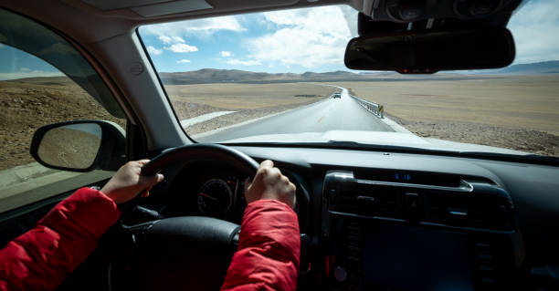 istock Car road trip in tibet, China 2138323028