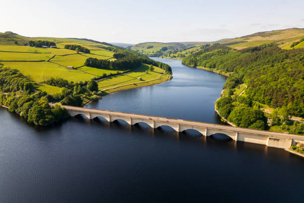 Ladybower Reservoir. English Peak District. Derwent arm of the Ladybower Reservoir close to Sheffield supplying water to the English East Midlands. reservoir stock pictures, royalty-free photos & images