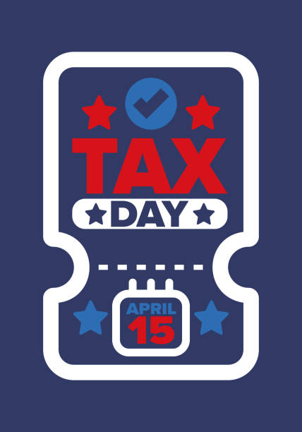 national tax day in the united states. federal tax filing deadline. day on which individual income returns must be submitted to the federal government. american patriotic vector poster - tax time refund planning点のイラスト素材／クリップアート素材／マンガ素材／アイコン素材