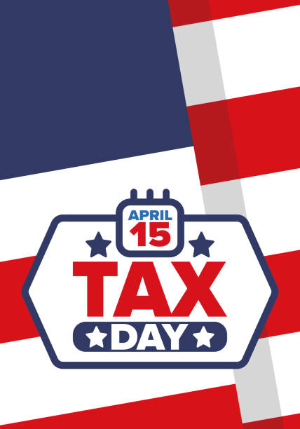 national tax day in the united states. federal tax filing deadline. day on which individual income returns must be submitted to the federal government. american patriotic vector poster - tax time refund planning点のイラスト素材／クリップアート素材／マンガ素材／アイコン素材
