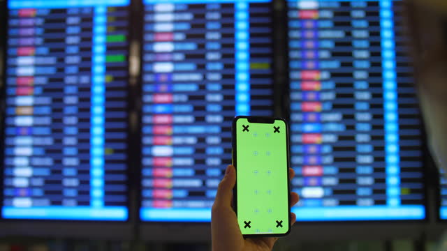 Phone Green Chroma Key Screen Arrival Departure Information Display