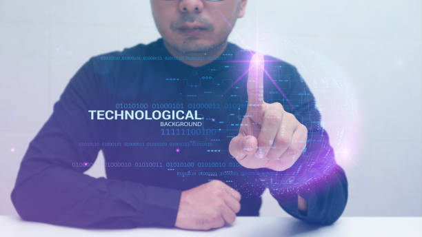 istock A man is pointing at a screen with the word technological on it 2138416458