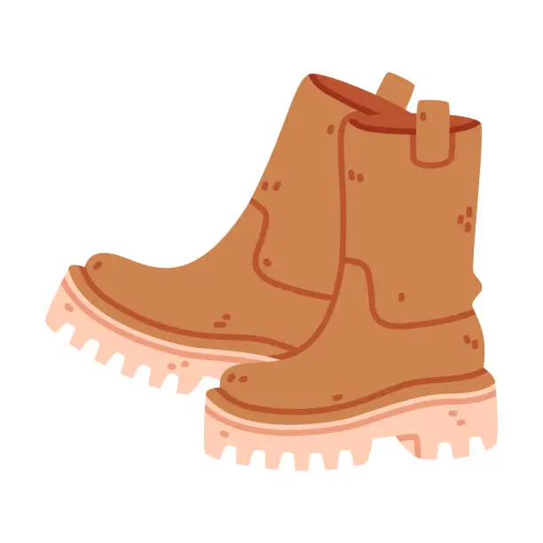 Vector illustration of Brown Boots as Warm Autumn Clothes Vector Illustration