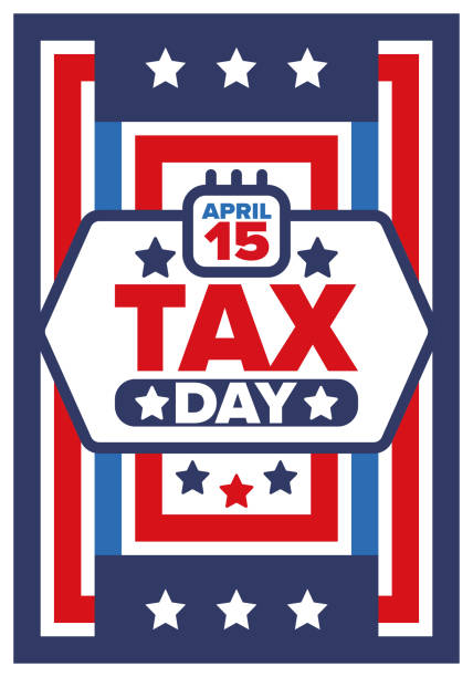 national tax day in the united states. federal tax filing deadline. day on which individual income returns must be submitted to the federal government. american patriotic vector poster - tax time refund planning点のイラスト素材／クリップアート素材／マンガ素材／アイコン素材