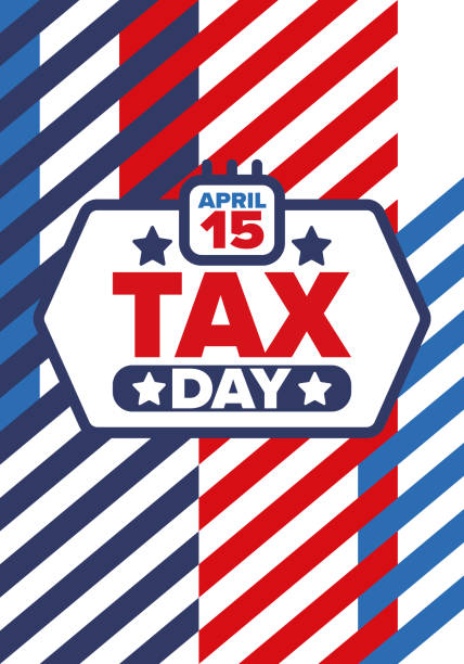 national tax day in the united states. federal tax filing deadline. day on which individual income returns must be submitted to the federal government. american patriotic vector poster - tax time refund planning点のイラスト素材／クリップアート素材／マンガ素材／アイコン素材