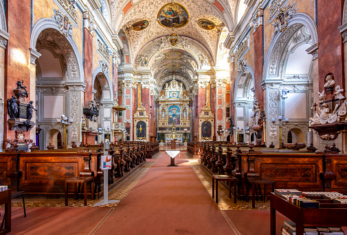 Vienna, Austria - October 2021: Interiors of Scottish monastery church