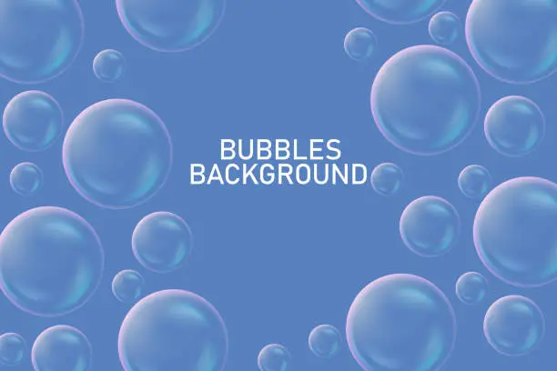 Vector illustration of Festive iridescent foam bubbles with rainbow reflection vector illustration.