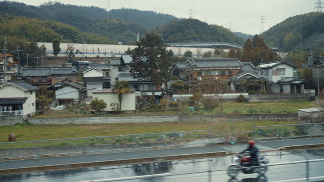 View from windows of high speed train in osaka japan