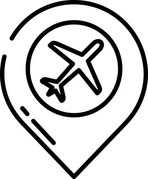 Vector illustration of Airport location outline vector illustration