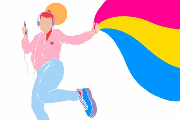 Vector illustration of Living a colorful life as pansexual